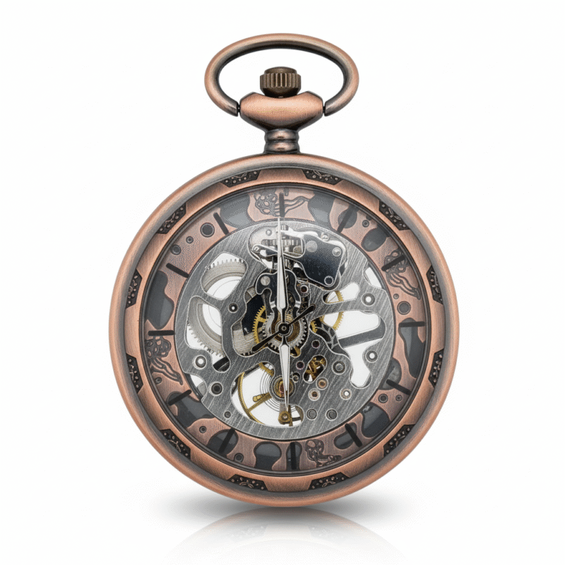 Brass Gear Open Face Pocket Watch