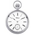 Gents 49mm Stainless Steel Mechanical Open Face Swiss Made Pocket Watch