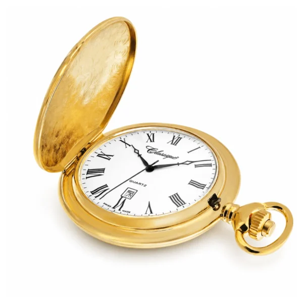 Gents 41mm Gold Plated Swiss Quartz Pocket Watch - image 2 Gents 41mm Gold Plated Swiss Quartz Pocket Watch