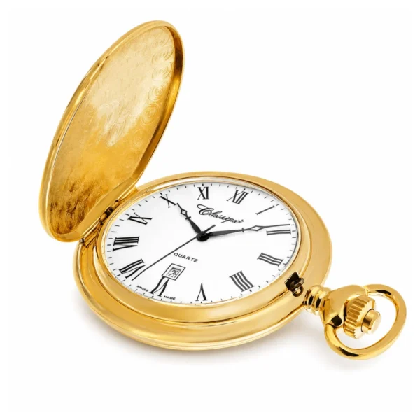 Gents 41mm Gold Plated Swiss Quartz Pocket Watch