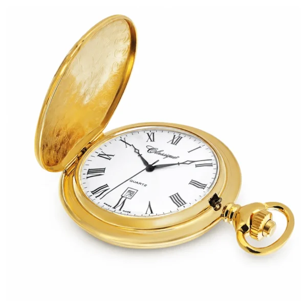 Gents 41mm Gold Plated Swiss Quartz Pocket Watch - image 2 Gents 41mm Gold Plated Swiss Quartz Pocket Watch
