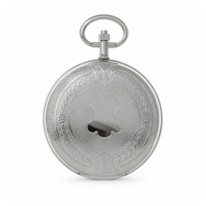 Gents 41mm Rhodium Plated Swiss Quartz Pocket Watch