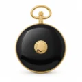 Gents 42mm Plain Black Enamel Gold Plated Swiss Quartz Pocket Watch
