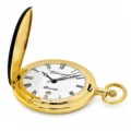 Gents 42mm Plain Black Enamel Gold Plated Swiss Quartz Pocket Watch