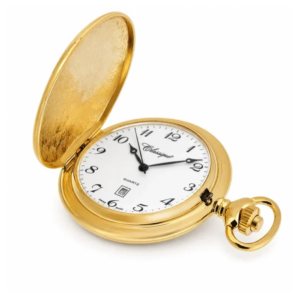 Gents 48mm Brushed Gold Plated Swiss Quartz Pocket Watch - image 3 Gents 48mm Brushed Gold Plated Swiss Quartz Pocket Watch