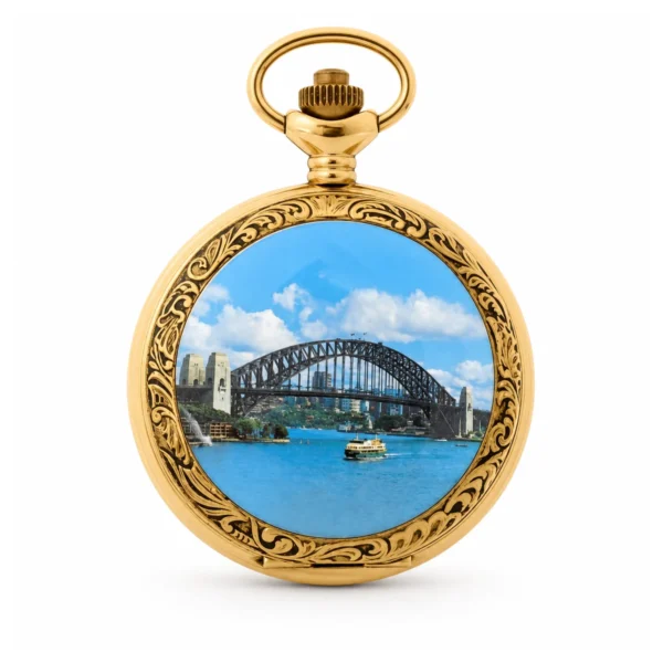 Gents 48mm Gold Plated Harbour Enamel Swiss Quartz Pocket Watch