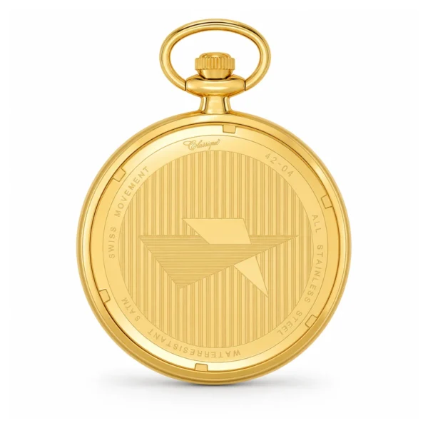 Gents 48mm Gold Plated Open Face Swiss Quartz Pocket Watch - image 2 Gents 48mm Gold Plated Open Face Swiss Quartz Pocket Watch