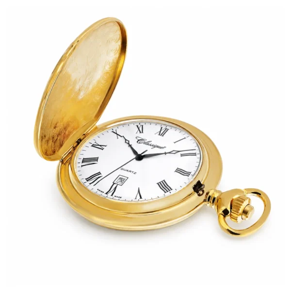 Gents 48mm Gold Plated Stainless Steel Swiss Quartz Pocket Watch - image 3 Gents 48mm Gold Plated Stainless Steel Swiss Quartz Pocket Watch