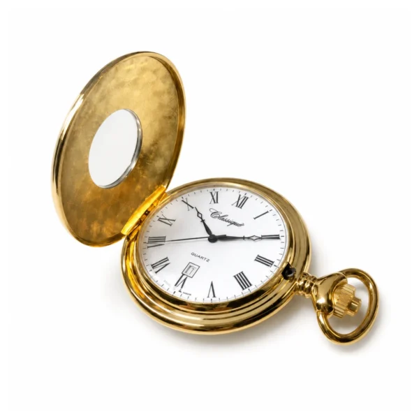 Gents 48mm Gold Plated Swiss Quartz Pocket Watch - image 2 Gents 48mm Gold Plated Swiss Quartz Pocket Watch