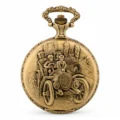 Gents 48mm Pewter Antique Gold Plated "Chevrolet" Swiss Quartz Pocket Watch