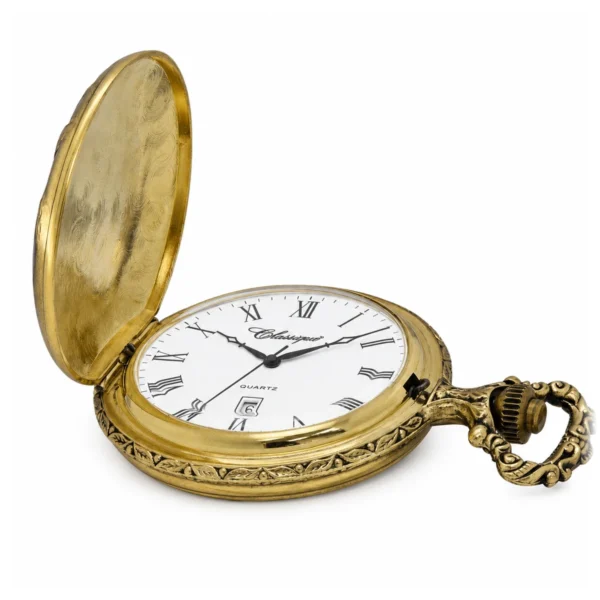 Gents 48mm Pewter Antique Gold Plated "Farmer" Swiss Quartz Pocket Watch - image 3 Gents 48mm Pewter Antique Gold Plated "Farmer" Swiss Quartz Pocket Watch