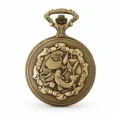 Gents 48mm Pewter Antique Gold Plated "Fisherman" Swiss Quartz Pocket Watch