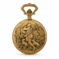Gents 48mm Pewter Antique Gold Plated "Hunter" Swiss Quartz Pocket Watch