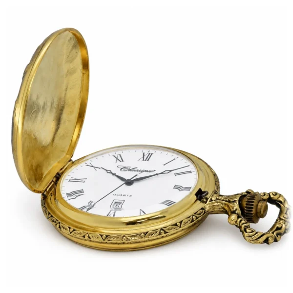Gents 48mm Pewter Antique Gold Plated "Man on Bike" Swiss Quartz Pocket Watch - image 3 Gents 48mm Pewter Antique Gold Plated "Man on Bike" Swiss Quartz Pocket Watch