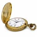 Gents 48mm Pewter Antique Gold Plated "St. Christopher" Swiss Quartz Pocket Watch
