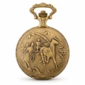 Gents 48mm Pewter Antique Gold Plated "Trotter" Swiss Quartz Pocket Watch