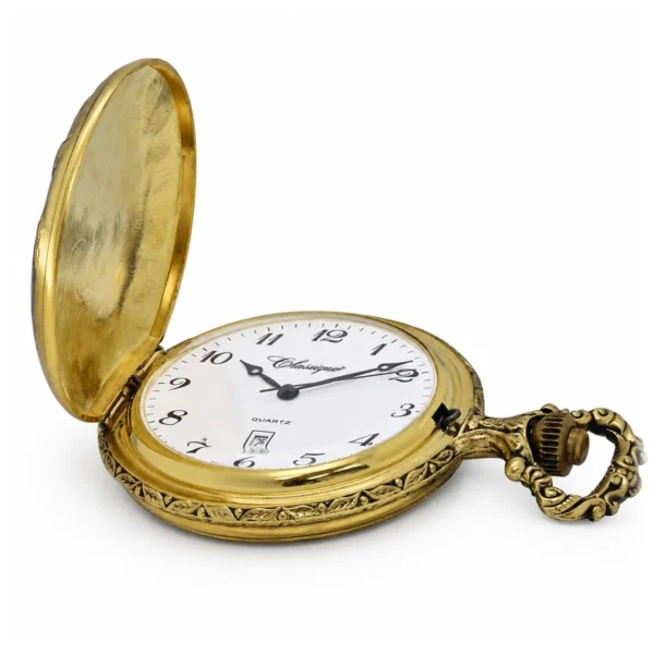 Gents 48mm Pewter Antique Gold Plated "Truck" Swiss Quartz Pocket Watch