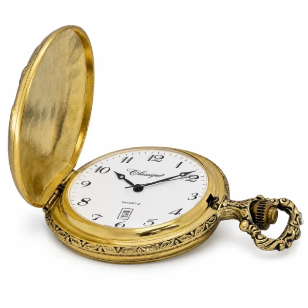 Gents 48mm Pewter Antique Gold Plated "Two Horses" Swiss Quartz Pocket Watch - image 3 Gents 48mm Pewter Antique Gold Plated "Two Horses" Swiss Quartz Pocket Watch