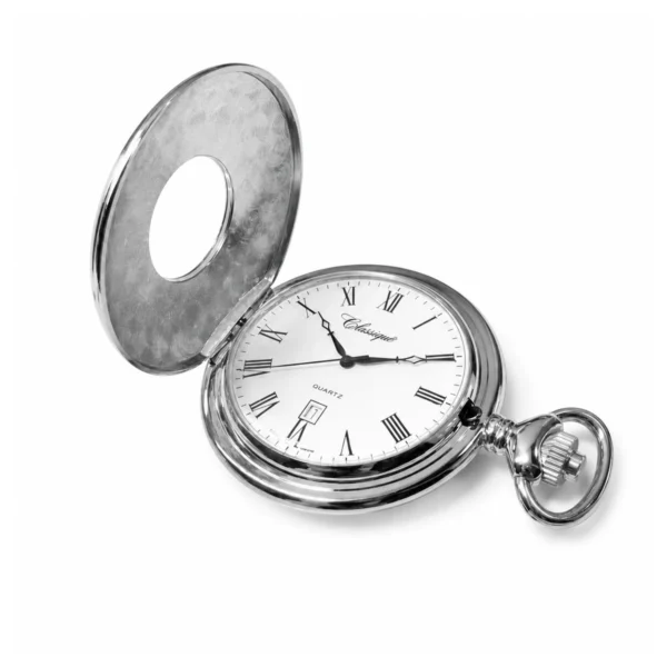 Gents 48mm Rhodium Plated Swiss Quartz Pocket Watch - image 2 Gents 48mm Rhodium Plated Swiss Quartz Pocket Watch