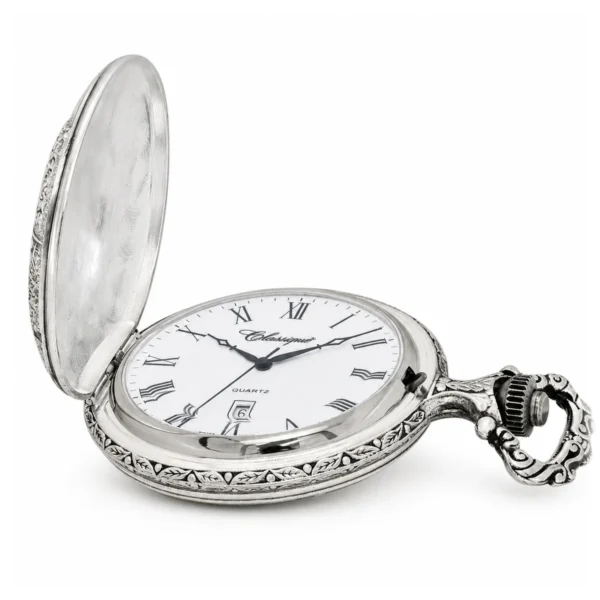 Gents 48mm Pewter Antique Two Tone Gold Plated "Three Horses" Swiss Quartz Pocket Watch