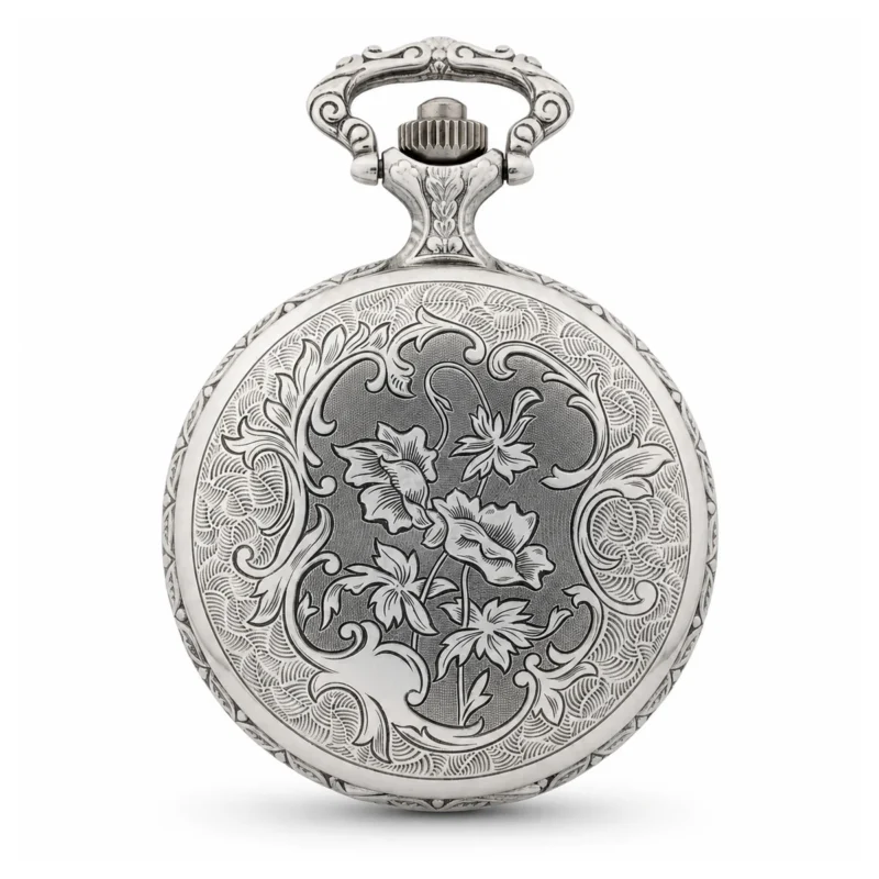 Gents 48mm Rhodium Plated Swiss Quartz Pocket Watch