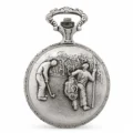 Gents 48mm Pewter Antique Rhodium Plated "Golf" Swiss Quartz Pocket Watch