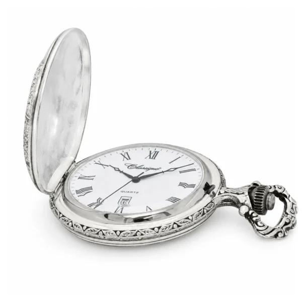 Gents 48mm Pewter Antique Rhodium Plated "Golf" Swiss Quartz Pocket Watch - image 3 Gents 48mm Pewter Antique Rhodium Plated "Golf" Swiss Quartz Pocket Watch