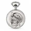 Gents 48mm Pewter Antique Rhodium Plated "Miner" Swiss Quartz Pocket Watch
