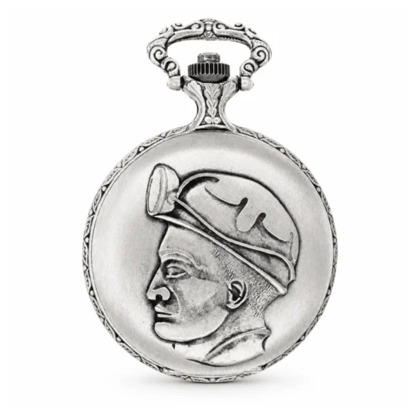Gents 48mm Pewter Antique Rhodium Plated "Miner" Swiss Quartz Pocket Watch - image 1 Gents 48mm Pewter Antique Rhodium Plated "Miner" Swiss Quartz Pocket Watch