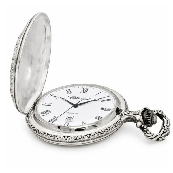 Gents 48mm Pewter Antique Rhodium Plated "Miner" Swiss Quartz Pocket Watch - image 3 Gents 48mm Pewter Antique Rhodium Plated "Miner" Swiss Quartz Pocket Watch