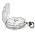 Gents 48mm Pewter Antique Rhodium Plated "Train" Swiss Quartz Pocket Watch
