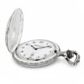 Gents 48mm Pewter Antique Rhodium Plated "Train" Swiss Quartz Pocket Watch