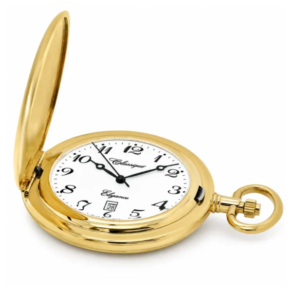 Gents 41mm Gold Plated Swiss Quartz Pocket Watch