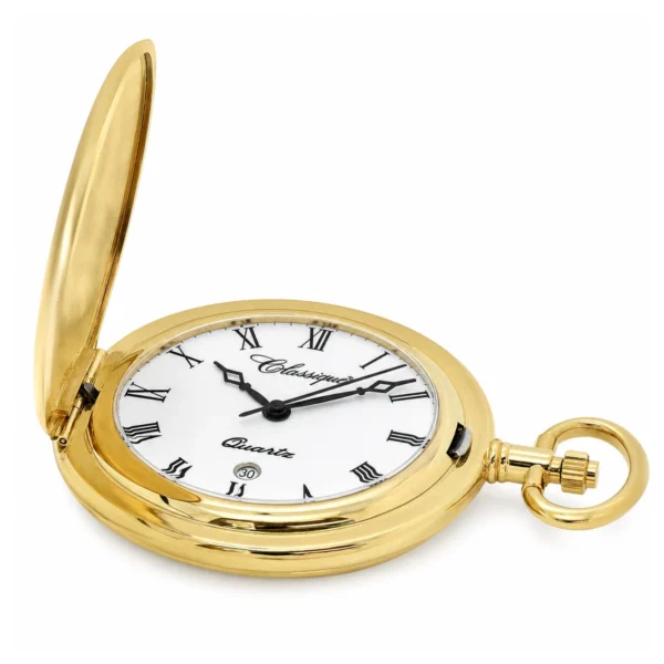 Gents 41mm Gold Plated Swiss Quartz Pocket Watch