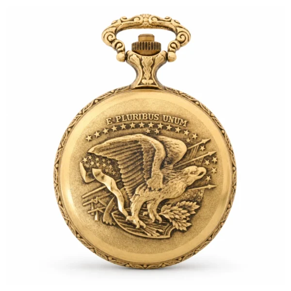 Gents 48mm Pewter Antique Gold Plated "Touring Couple" Swiss Quartz Pocket Watch - image 2 Gents 48mm Pewter Antique Gold Plated "Touring Couple" Swiss Quartz Pocket Watch