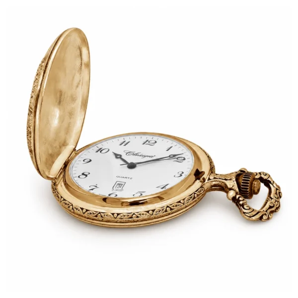 Gents 48mm Pewter Antique Gold Plated "Touring Couple" Swiss Quartz Pocket Watch - image 3 Gents 48mm Pewter Antique Gold Plated "Touring Couple" Swiss Quartz Pocket Watch