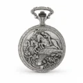 Gents 48mm Pewter Antique Rhodium Plated "Equestrian" Swiss Quartz Pocket Watch