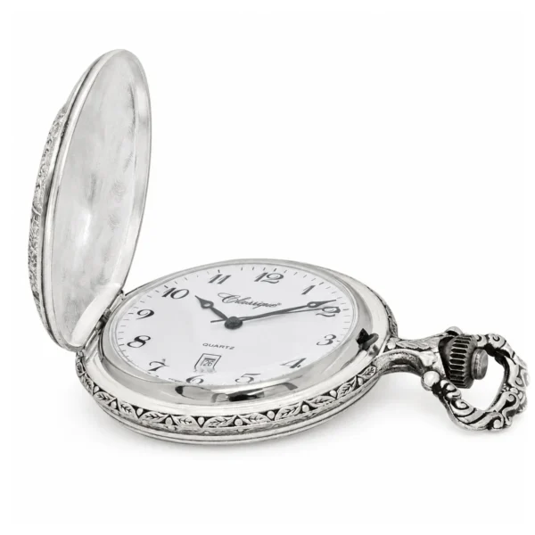 Gents 48mm Pewter Antique Rhodium Plated "Equestrian" Swiss Quartz Pocket Watch