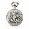 Gents 48mm Pewter Antique Rhodium Plated "Hunter" Swiss Quartz Pocket Watch