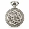 Gents 48mm Pewter Antique Rhodium Plated "Hunter" Swiss Quartz Pocket Watch