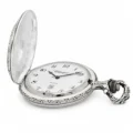 Gents 48mm Pewter Antique Rhodium Plated "Hunter" Swiss Quartz Pocket Watch