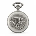 Gents 48mm Pewter Antique Rhodium Plated "Man on Bike" Swiss Quartz Pocket Watch