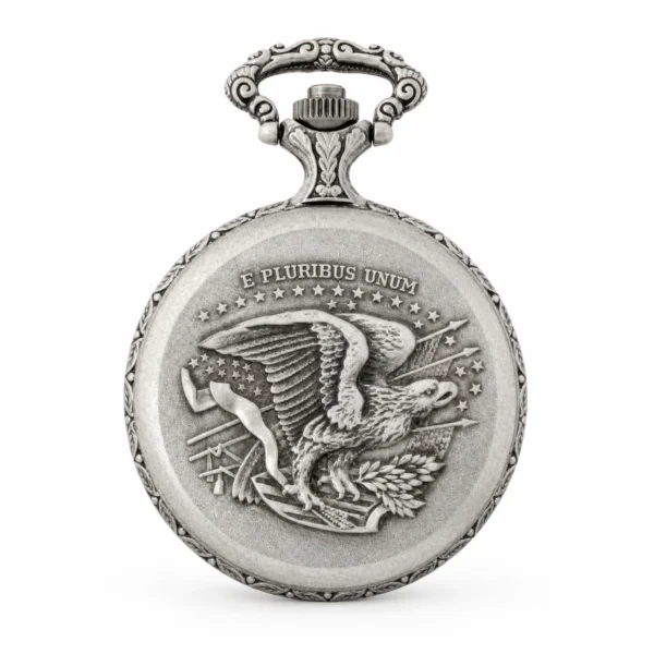 Gents 48mm Pewter Antique Rhodium Plated "Man on Bike" Swiss Quartz Pocket Watch - image 2 Gents 48mm Pewter Antique Rhodium Plated "Man on Bike" Swiss Quartz Pocket Watch