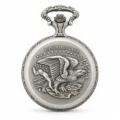 Gents 48mm Pewter Antique Rhodium Plated "Touring Couple" Swiss Quartz Pocket Watch