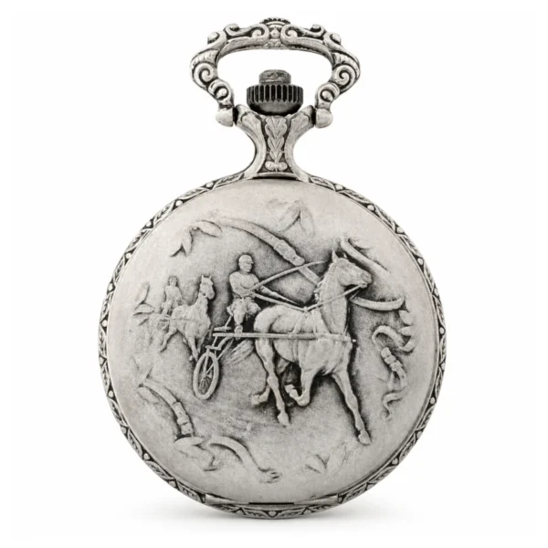 Gents 48mm Pewter Antique Rhodium Plated "Trotter" Swiss Quartz Pocket Watch - image 1 Gents 48mm Pewter Antique Rhodium Plated "Trotter" Swiss Quartz Pocket Watch