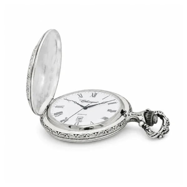 Gents 48mm Pewter Antique Rhodium Plated "Trotter" Swiss Quartz Pocket Watch - image 3 Gents 48mm Pewter Antique Rhodium Plated "Trotter" Swiss Quartz Pocket Watch