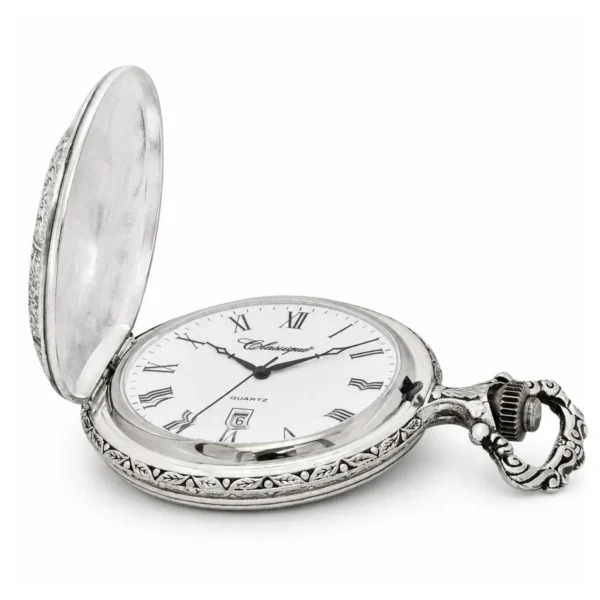 Gents 48mm Pewter Antique Rhodium Plated "Truck" Swiss Quartz Pocket Watch - image 3 Gents 48mm Pewter Antique Rhodium Plated "Truck" Swiss Quartz Pocket Watch