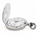 Gents 48mm Pewter Antique Rhodium Plated "Two Horses" Swiss Quartz Pocket Watch