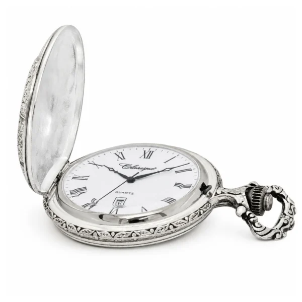 Gents 48mm Pewter Antique Rhodium Plated "Two Horses" Swiss Quartz Pocket Watch - image 3 Gents 48mm Pewter Antique Rhodium Plated "Two Horses" Swiss Quartz Pocket Watch