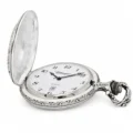 Gents 48mm Pewter Antique Rhodium Plated "Two Horses" Swiss Quartz Pocket Watch